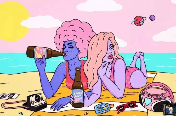 插画丨一大波怪异配色的少女风，很魔性但是很喜欢～